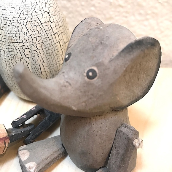 Elephant, Giraffe, Frog & Egg.Handmade Wooden Figurines from Indonesia. Folk Art - Picture 6 of 17